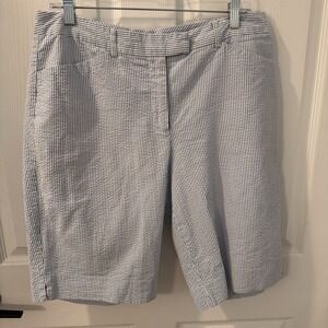Pendleton Shorts Women's 14 Gray White Stripe Seersucker 12 Inch Classic Coastal